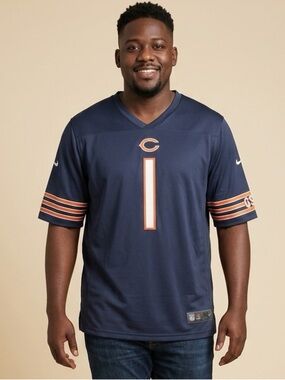 NWOT NFL Team Apparel Chicago Bears Justin Fields Navy V Neck Jersey - Size 2XL